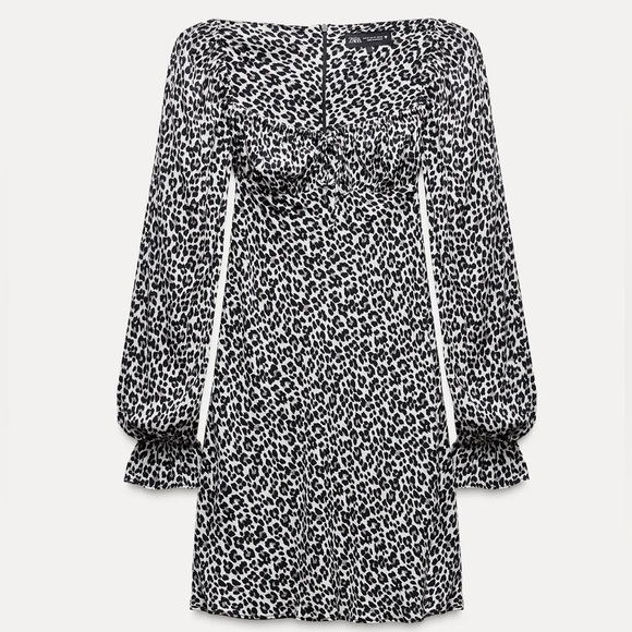 Zara Dresses & Skirts - Zara Monochrome Animal Print Long Sleeve Dress